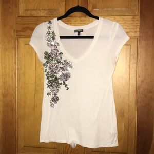 Sequin floral detail t shirt
